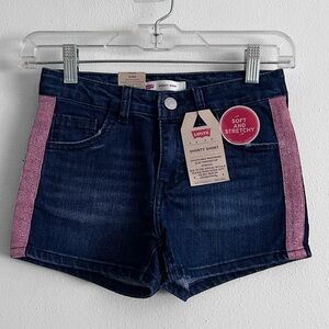 Levi's Girls Shorty Shorts Size 10 Stretchy Denim Dark Wash